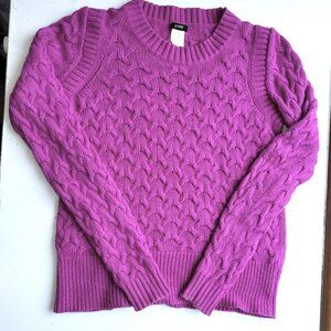 J.Crew Sweater Women's Wool Blend Cable Knit Pullover Purple Magenta Size S